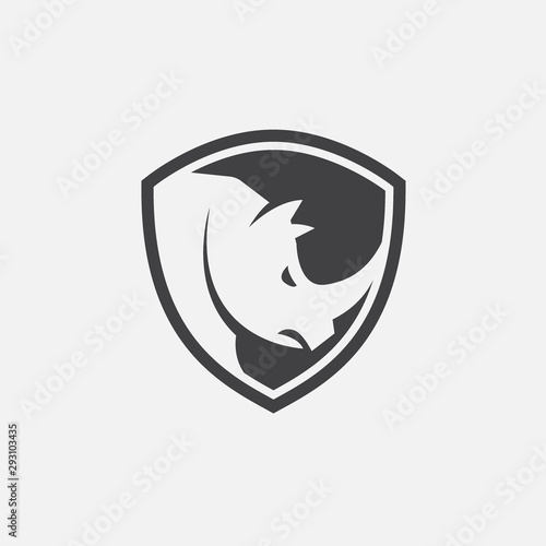 rhino shield icon design vector, strong icon, rhino flat icon illustration