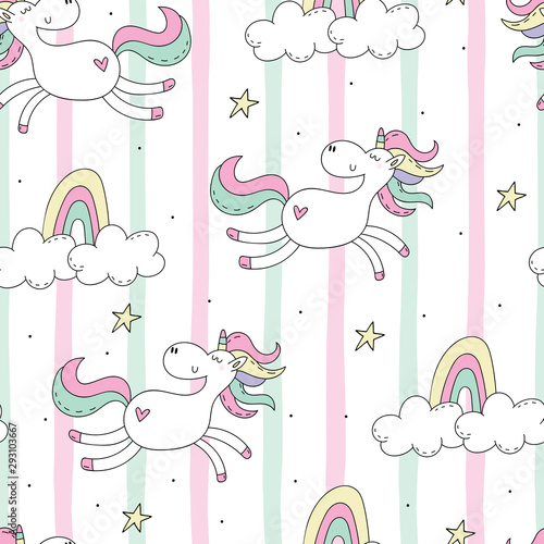 Dekoracja na wymiar  cute-hand-drawn-unicorn-vector-pattern-vector-illustration-unicorn-and-magic-cute-seamless-pattern-print-for-kids