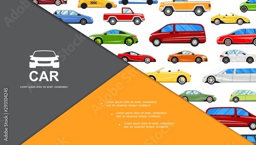 Flat Colorful Cars Composition