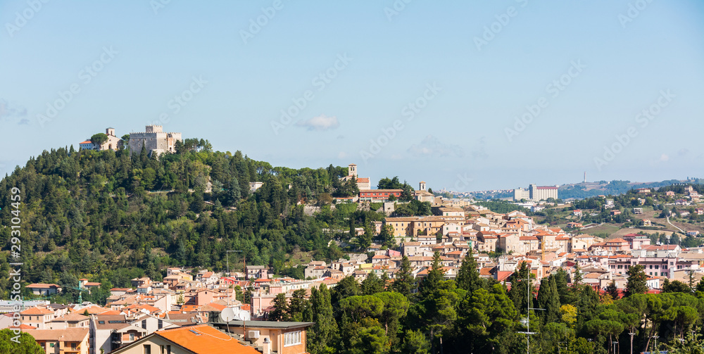panorama of Campobasso city in Molise with Monforte castle