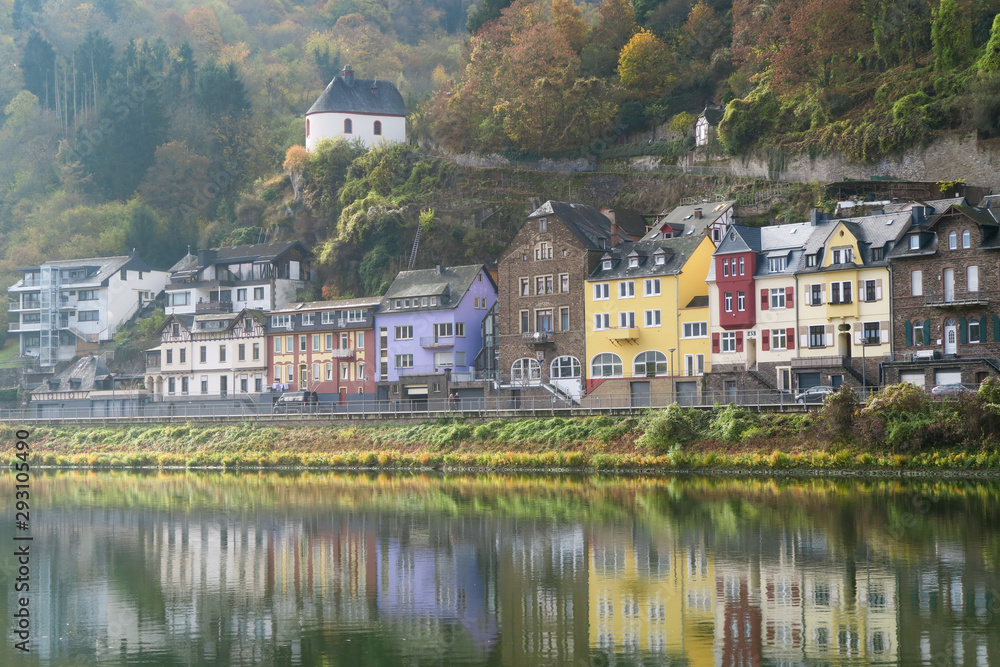 Cochem in autumn with Moselle river, Cochem, Germany