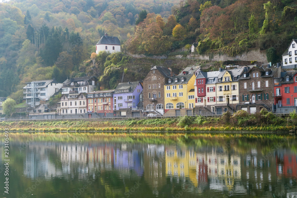 Cochem in autumn with Moselle river, Cochem, Germany Cochem in autumn with Moselle river, Cochem, Germany