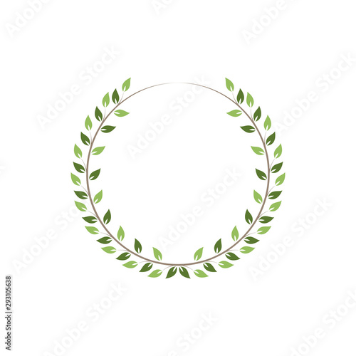 Vintage floral round frames. Green decorative ivy wreath. Vector illustration