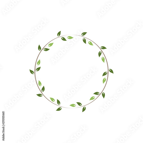 Vintage floral round frames. Green decorative ivy wreath. Vector illustration