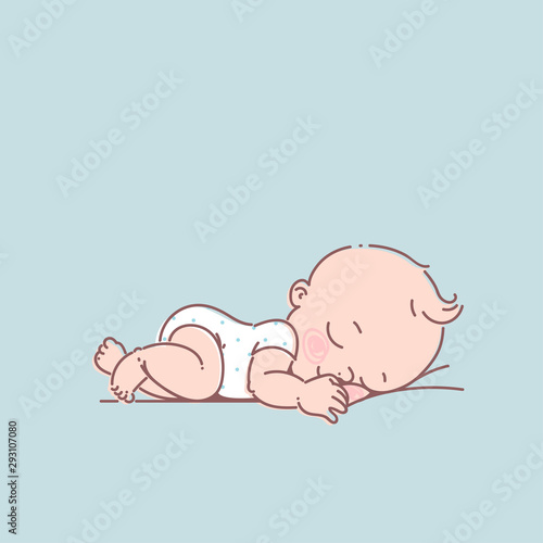Cute little baby boy in white bodysuit. Newborn baby.