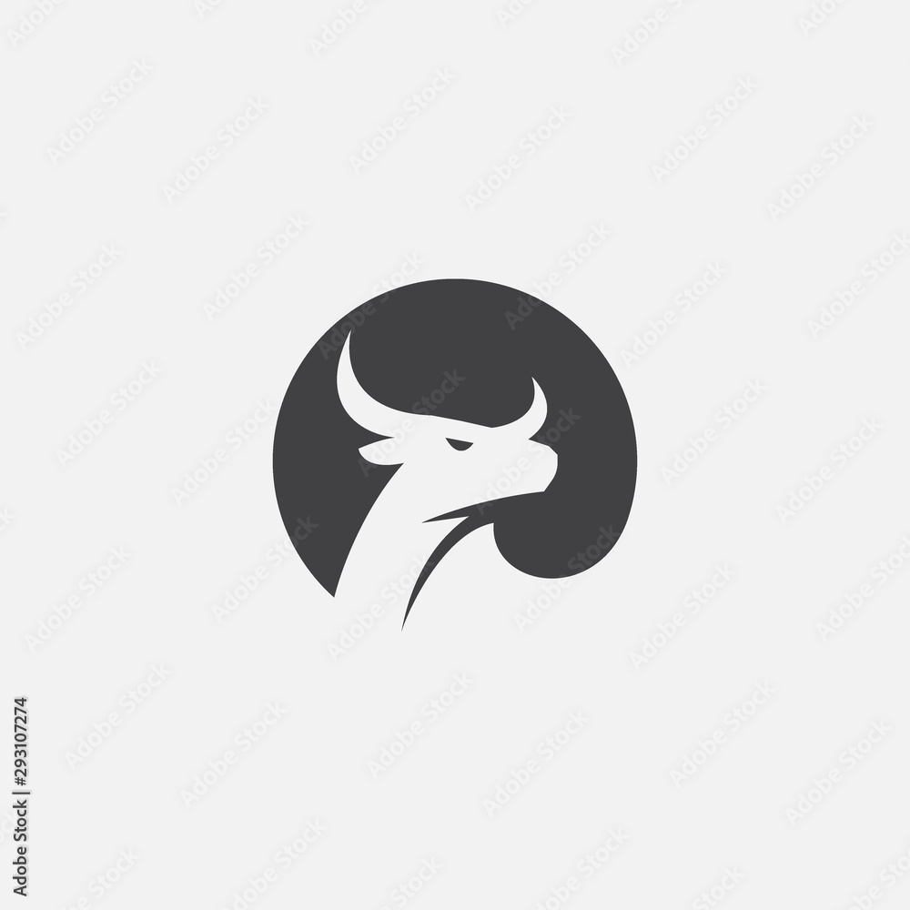 Black Bull in Circle Logo Design Inspiration, bull logo design inspiration, bull vector