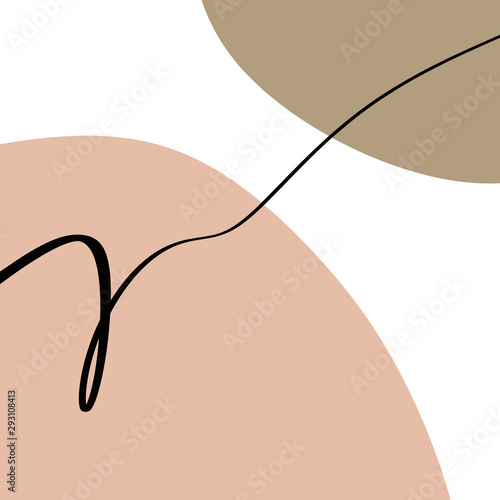 Pastel Abstract Painting Wall Art Minimalism Lines Simple Pink Pastel Liquid Shapes Vector