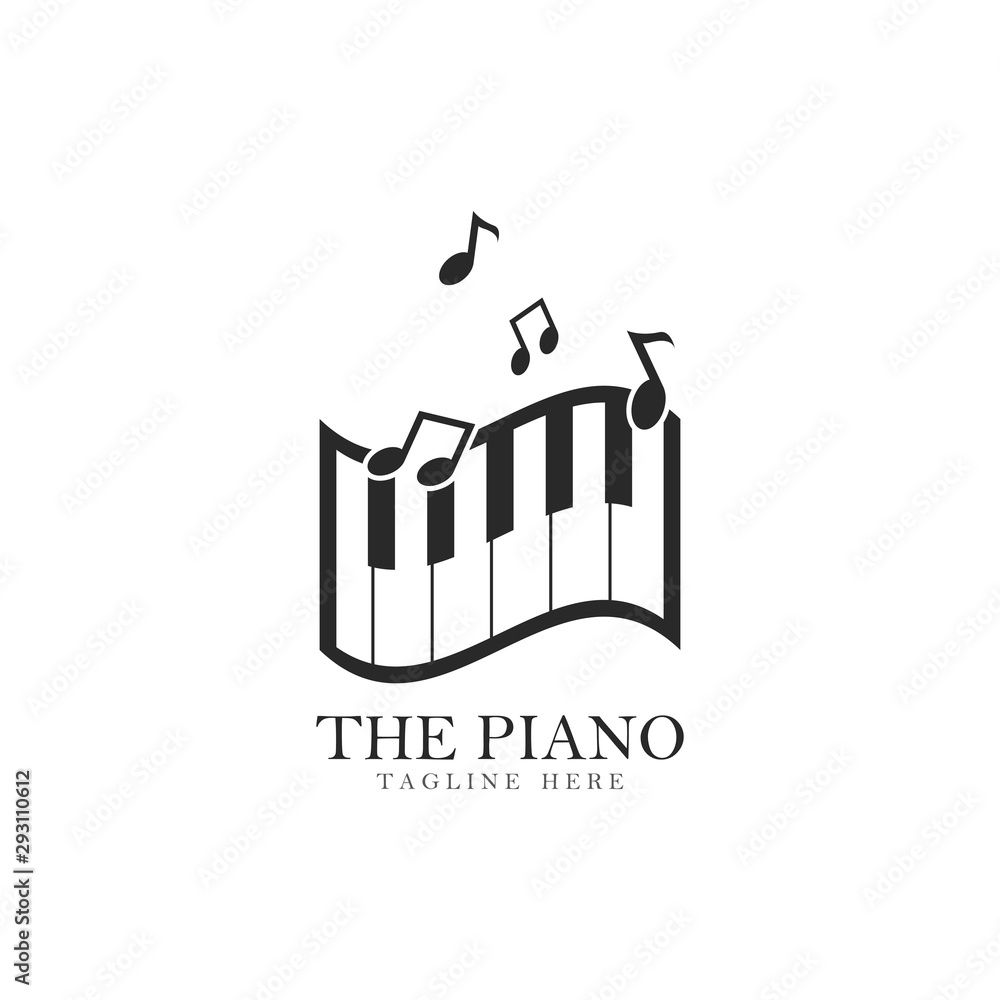 Fototapeta premium Piano logo template vector icon illustration design 
