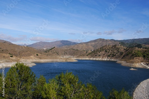 Elevated view across La Concepcion reservoir (Embalse del Limonero), Malaga, Spain. © arenaphotouk