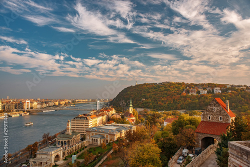 Photography Amazing sky with picturesque clouds over Danube river and Buda hills in the cent