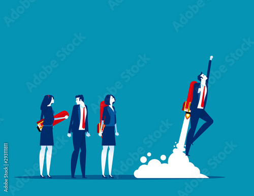Business team start up and growth. Concept business career boost vector illustration