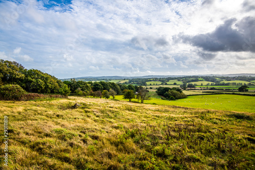 View across Brede Valley towards the Great Ridge of Hastings. East Sussex, England
