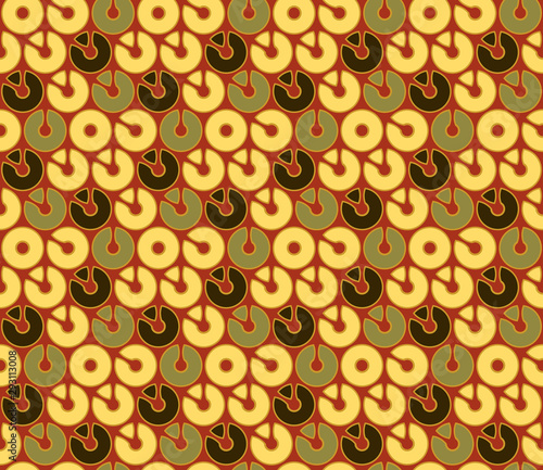 Colorful seamless pattern with circles. Path geometric background.