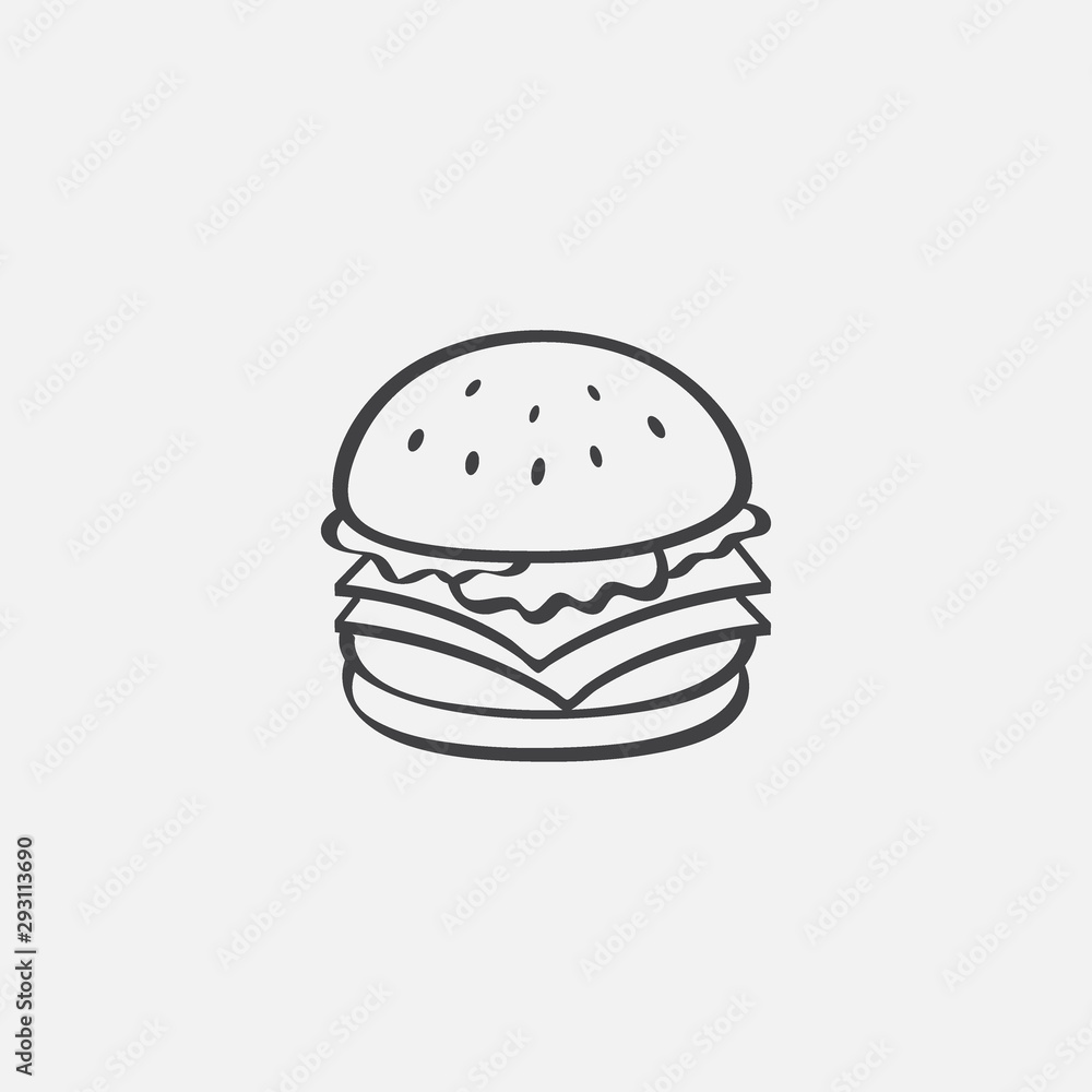 burger icon, simple linear burger icon, burger logo design illustration ...