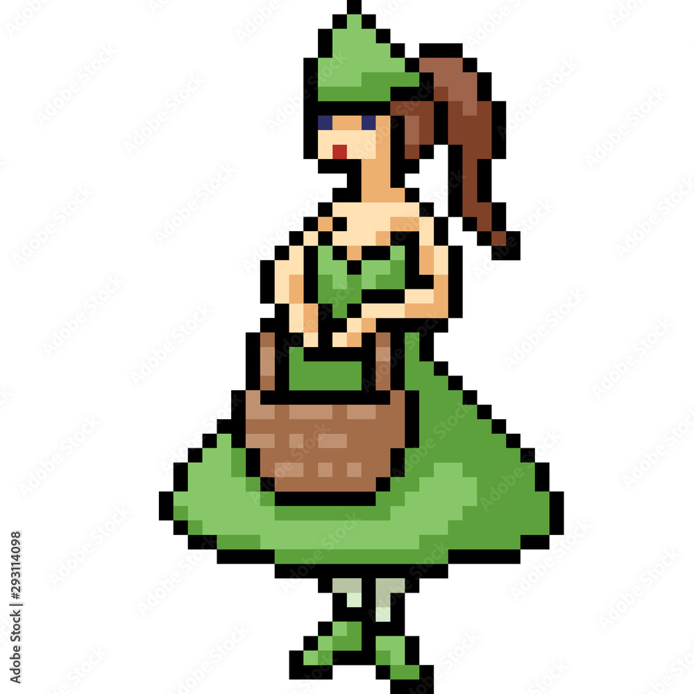 Obraz premium vector pixel art sweet girl