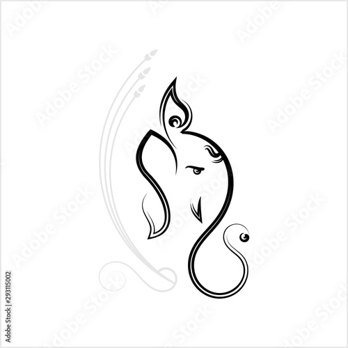 Ganesha The Lord Of Wisdom Calligraphic Style
