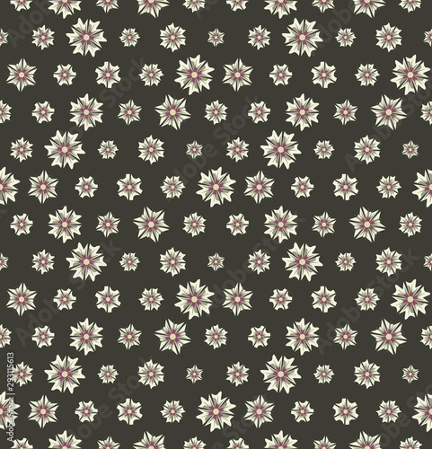 Vector abstract seamless pattern with flowers of different colors. Textile background for package, cover, greeting cards.