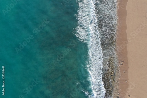 Aerial photo of sea  surf and coast 