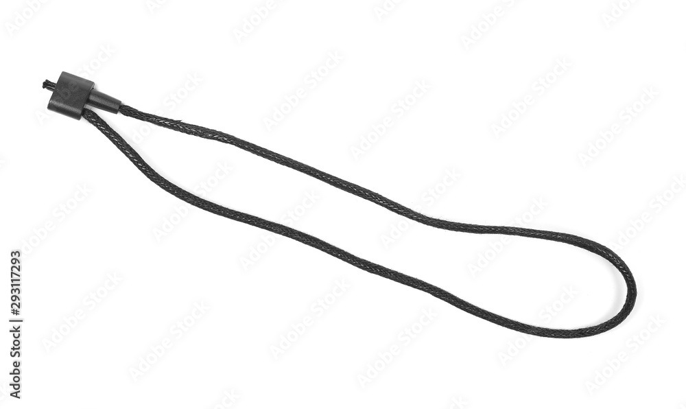 Black rope isolated on white background, top view Black rope isolated on white background, top view