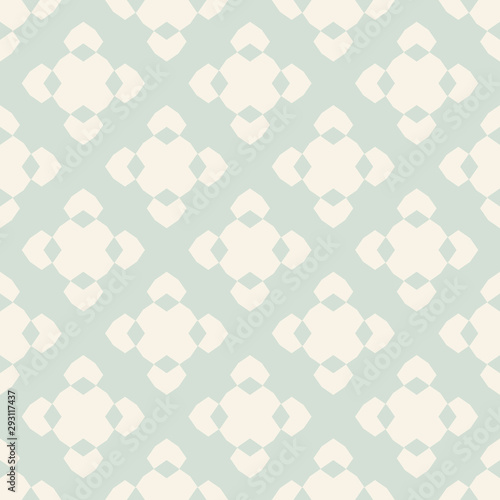Vector ornamental floral seamless pattern. Elegant geometric background with flower figures, diamond shapes, crosses, repeat tiles. Ornament texture in retro vintage colors, pale green and beige