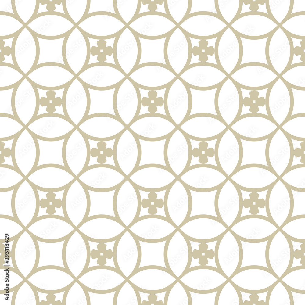 Naklejka premium Vector golden grid seamless pattern. Floral tiles ornament, rounded mesh, net