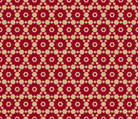 Wandcirkels Bordeaux patronen Aziatisch hexagon ornament rood goud  © Olgastocker