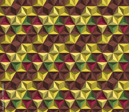 Vector abstract seamless pattern with triangles of different colors. Textile background for package, cover, greeting cards.