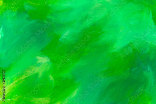 Bright colorful watercolor background. Hand drawn green brush strokes painting.