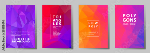 Facet polygonal abstract cover pages, low poly set