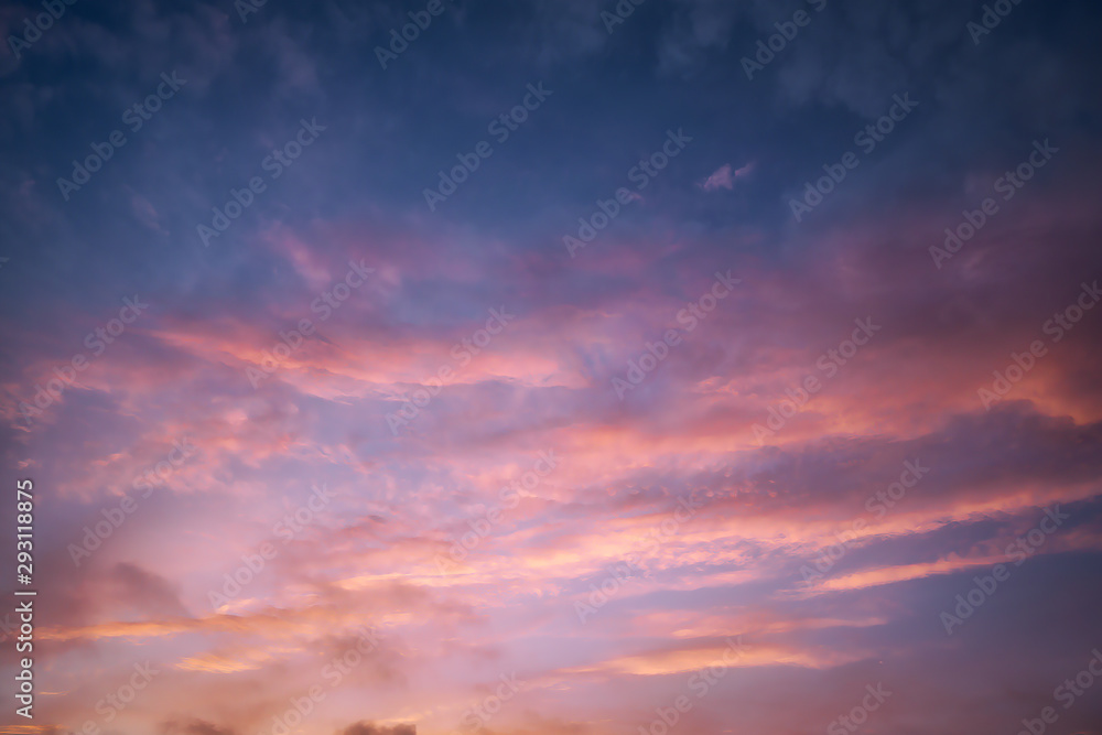 cloudscape at dusk with red clouds - obrazy, fototapety, plakaty 