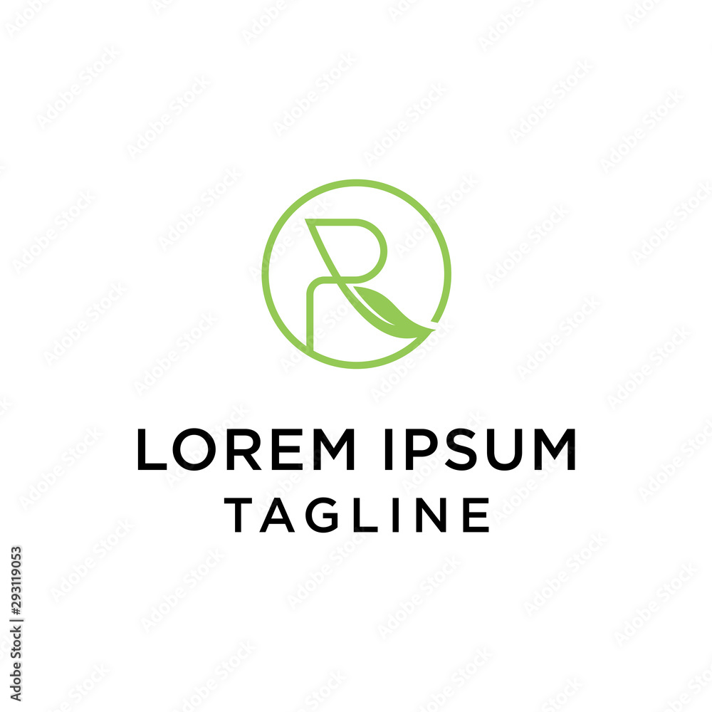 Letter R Leaf Initial Logo Design Template Letter R Leaf Initial Logo Design Template