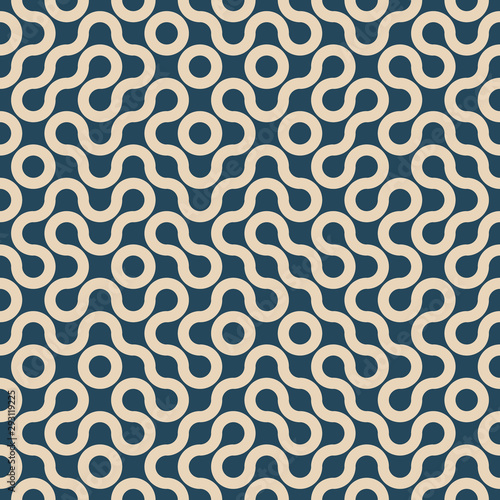 Abstract seamless pattern. Colorful geometric background with circling lines.