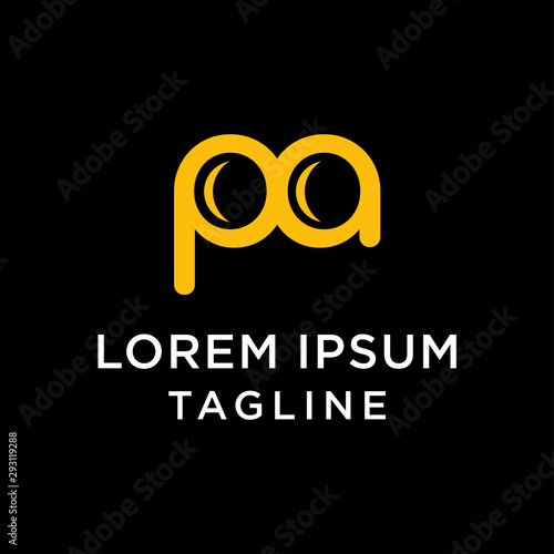 Initial Letter PA Linked Round Lowercase Logo Gold