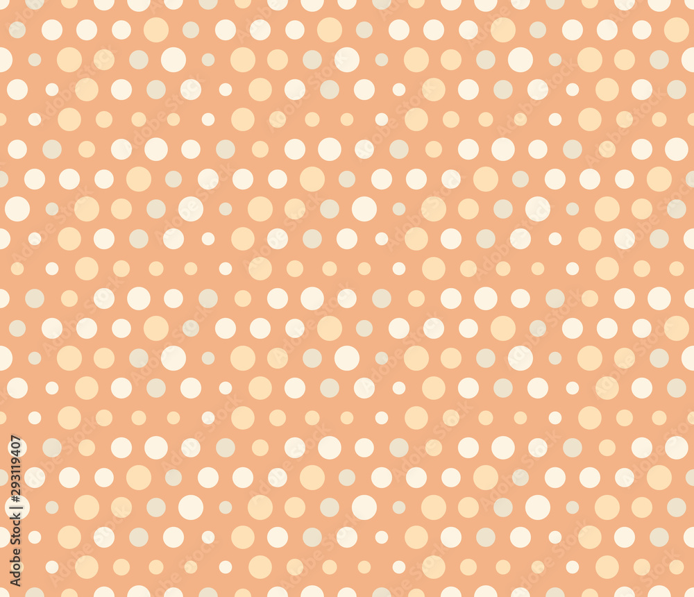 Polka dot seamless pattern. Geometric abstract circles mosaic. Decorative backdrop for wallpaper, pattern fills, web page background, surface textures.