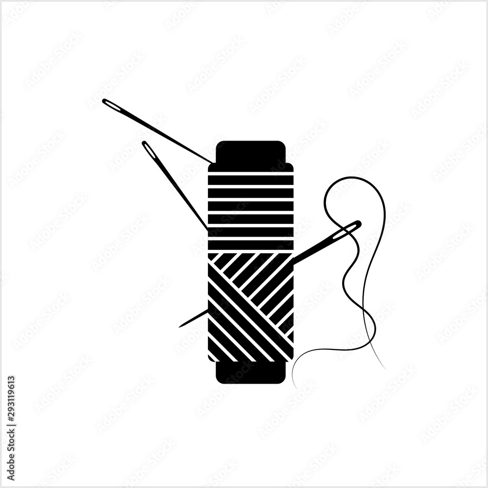 Needle With Thread And Spool Of Threads Logo Stock Illustration - Download  Image Now - Sewing Needle, Thread - Sewing Item, Sewing - iStock