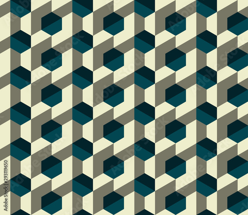Seamless geometric pattern with hexagons. Textile printing, fabric, package, cover, greeting cards.