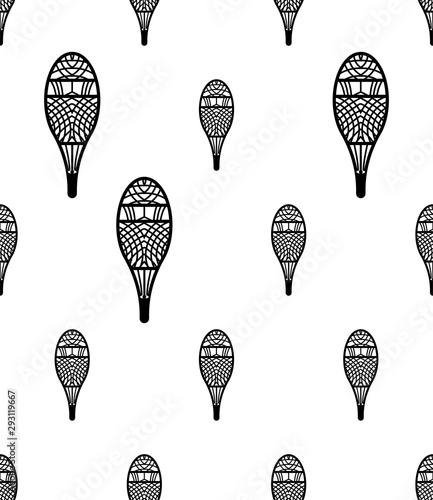 Traditional Snowshoes Icon Seamless Pattern, Winter Snow Equipment