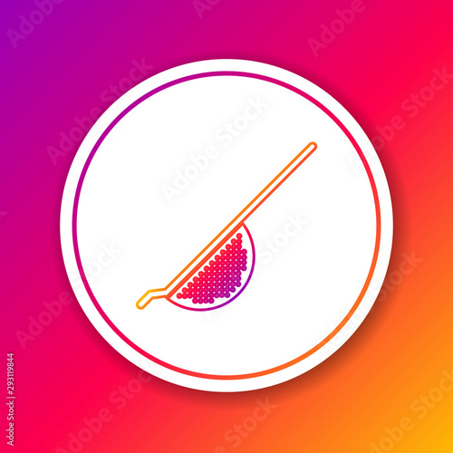 Color line Kitchen colander icon isolated on color background. Cooking utensil. Cutlery sign. Circle white button. Vector Illustration