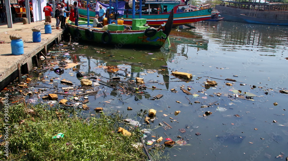 Trash various items on the seashore, Batang Indonesia October 1, 2019 