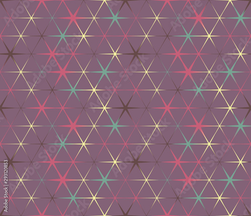 Seamless geometric pattern with hexagons and triangles. Textile printing, fabric, package, cover, greeting cards.