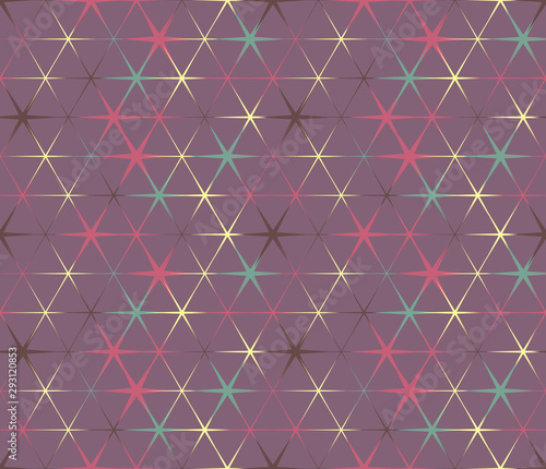 Seamless geometric pattern with hexagons and triangles. Textile printing, fabric, package, cover, greeting cards.