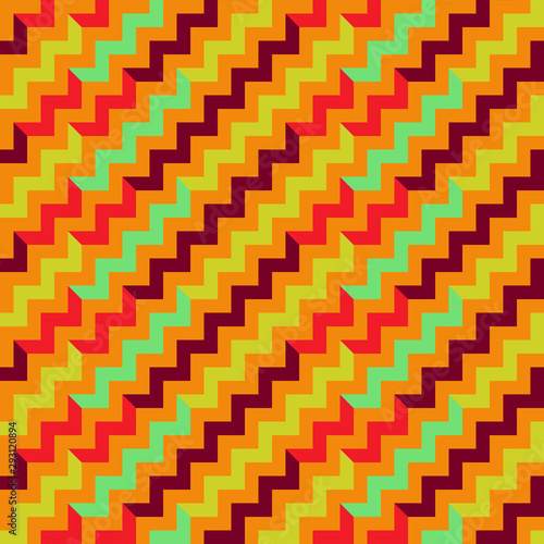 Abstract seamless pattern. Colorful geometric background with zigzags.
