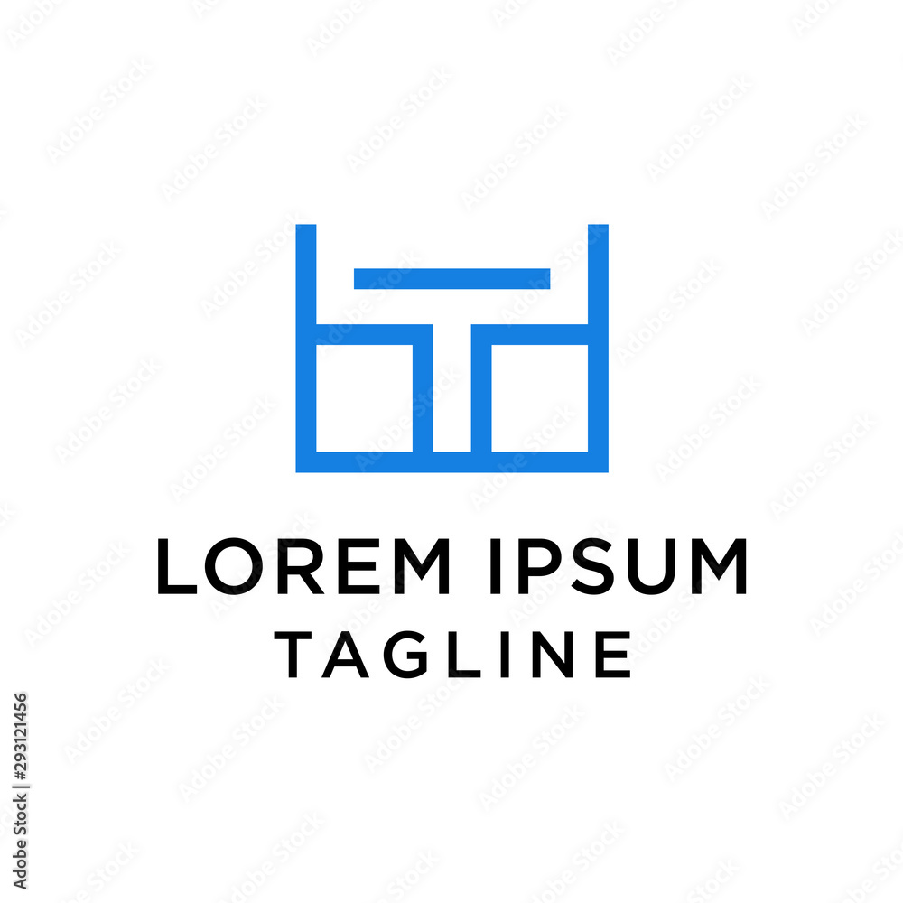 Simple Table Logo Design Idea with blue T Letter Stock