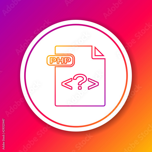 Color line PHP file document. Download php button icon isolated on color background. PHP file symbol. Circle white button. Vector Illustration