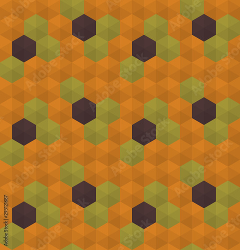 Abstract seamless background pattern with colorful hexagons. Mosaic texture for prints, textile, fabric, package, cover, greeting cards.