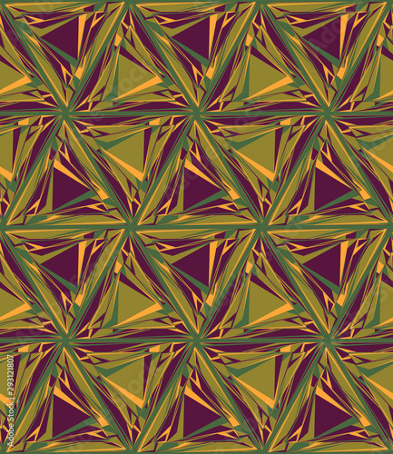 Seamless abstract triangle textile pattern. Multicolor modern stylish background cover geometric shapes.
