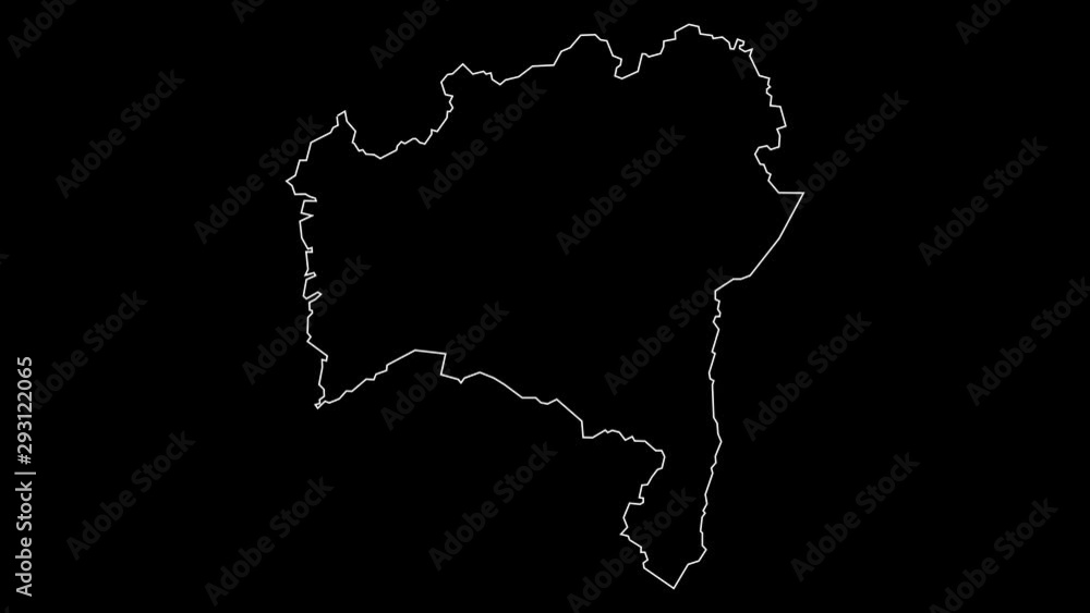 Bahia Brazil federal state map outline animation Bahia Brazil federal state map outline animation