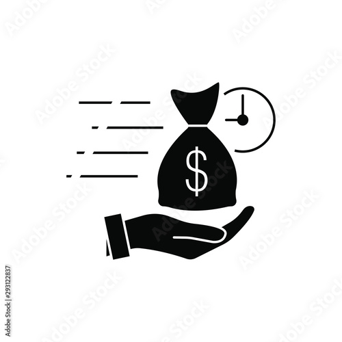 Quick and easy loan fast money providence icon vector illustration. easy instant credit, loan payment, fast money icon, finance black symbol for web and mobile phone on white background 