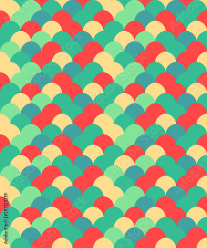 Seamless abstract fish scale textile pattern. Multicolor modern stylish background cover geometric shapes.