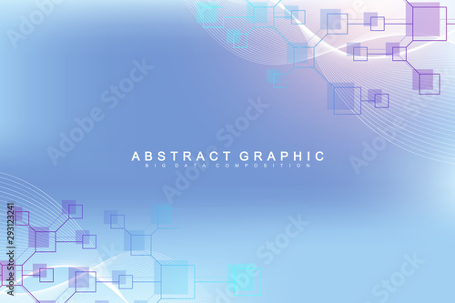 Nano technologies abstract background. Cyber technology concept. Artificial Intelligence, virtual reality, bionics, robotics, global network, microprocessor, nano robots. Vector illustration, banner